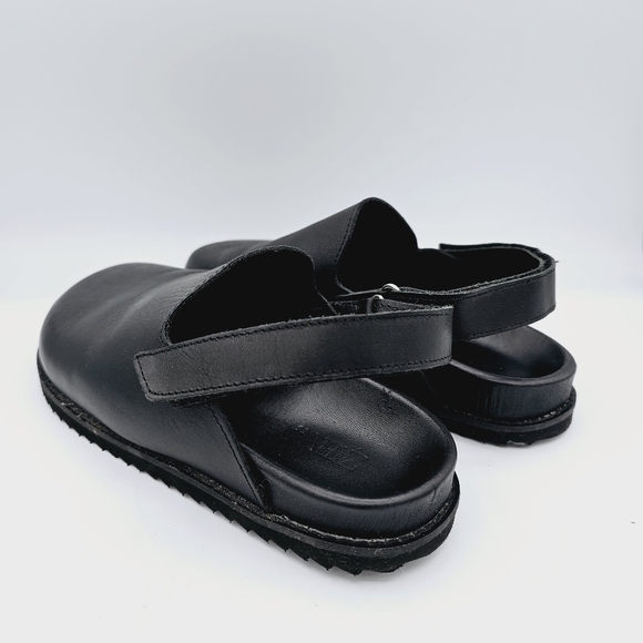 Zara Black Leather Clogs in 100% Cowhide Leather, size 5 - Picture 4 of 13